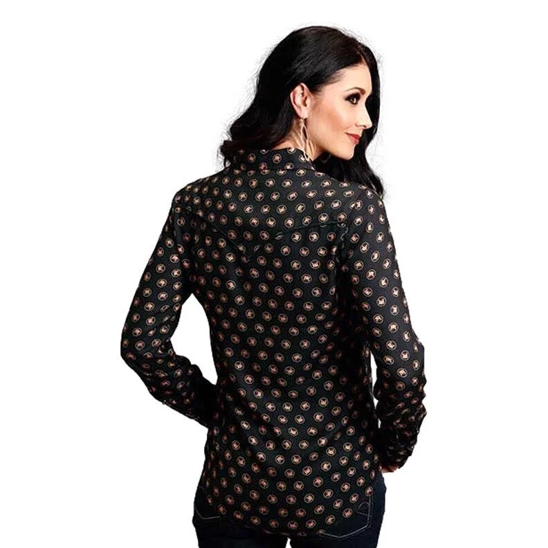 Stetson Western Shirt Womens L/S Horse Black 11-050-0590-1050 BL Modern Women's Tech