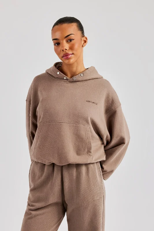 Cernucci Boxy Hoodie - Taupe Stylish Women's Tropical 