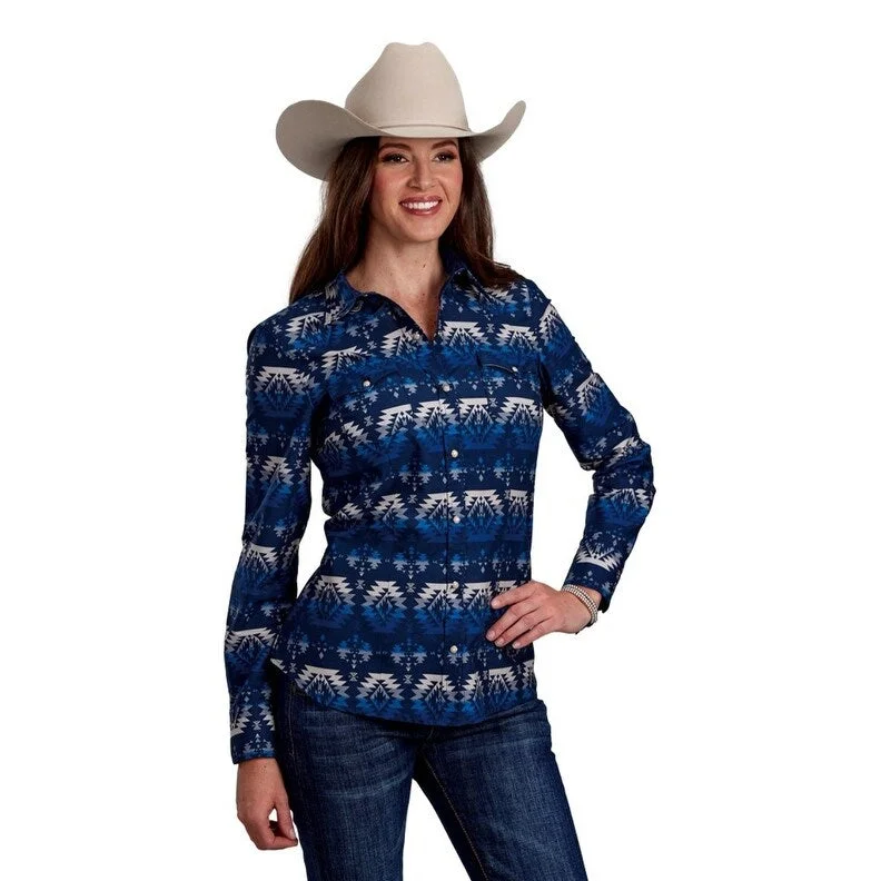 Roper Western Shirt Womens Ombre Aztec L/S Blue 03-050-0067-0635 BU Classic Women's Tweed Roper Western Shirt Womens Ombre Aztec L/S Blue 03-050-0067-0635 BU Classic Women's Tweed