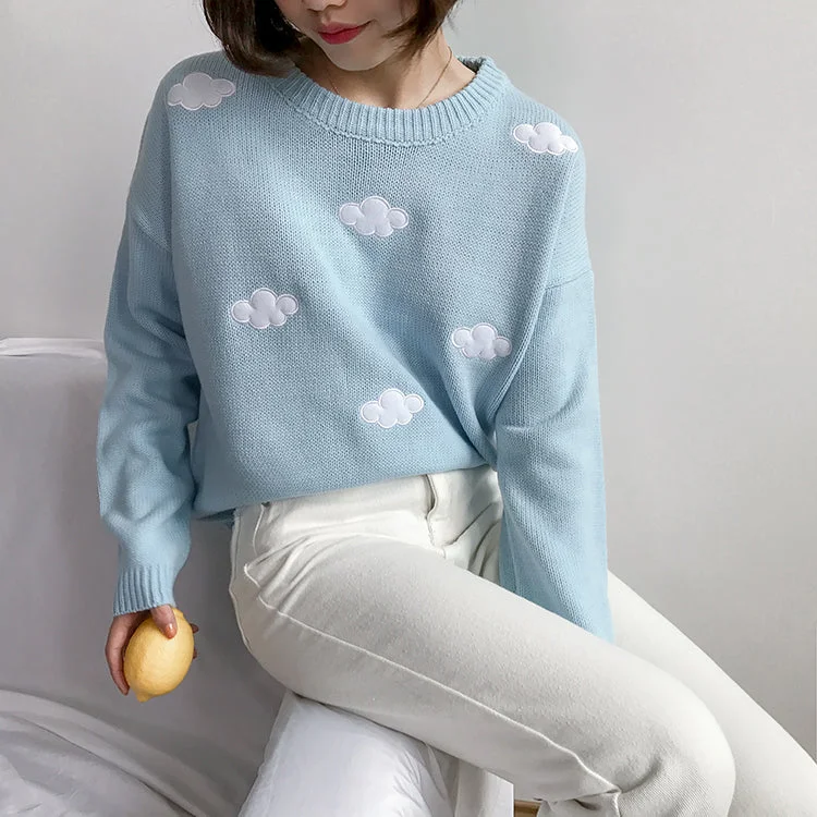 Pastel Clouds Crewneck Trendy Women's Oversized