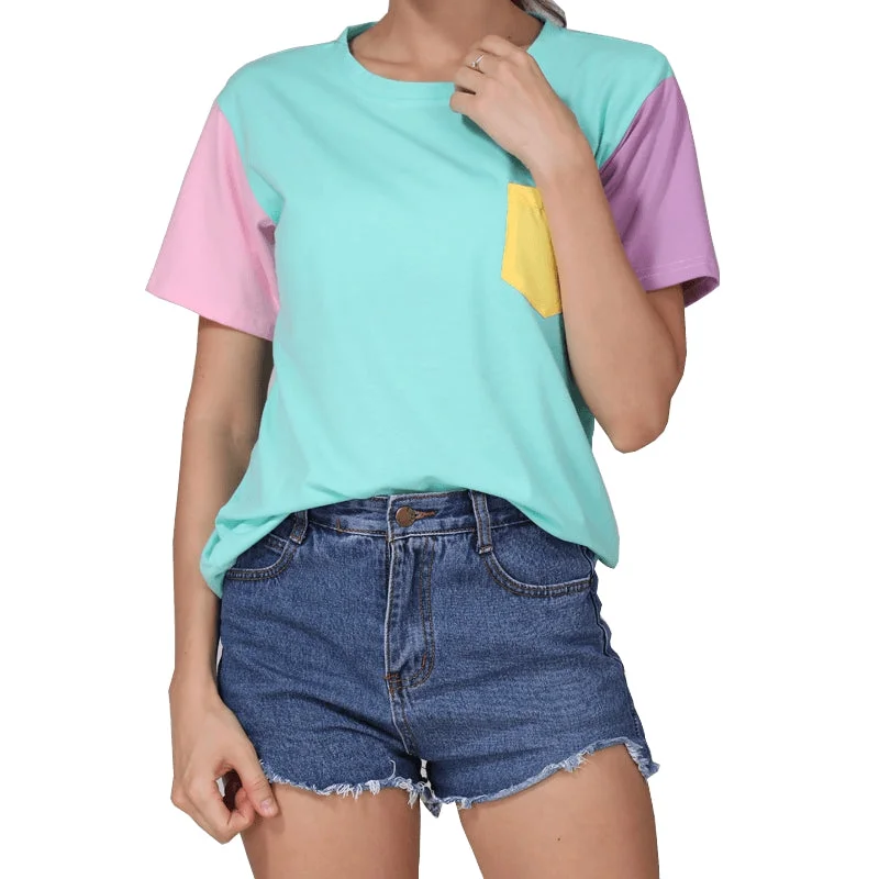 Pastel Patchwork Tee Dapper Women's 1920S