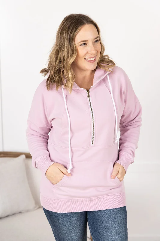 Vintage Wash HalfZip Hoodies - Cherry Blossom Pink by Michelle Mae Refined Women's 