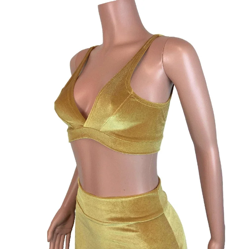 Mustard Gold Velvet Bralette Country