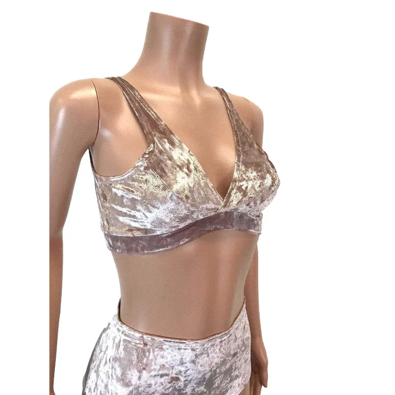Dusty Pink Crushed Velvet Bralette Cashmere