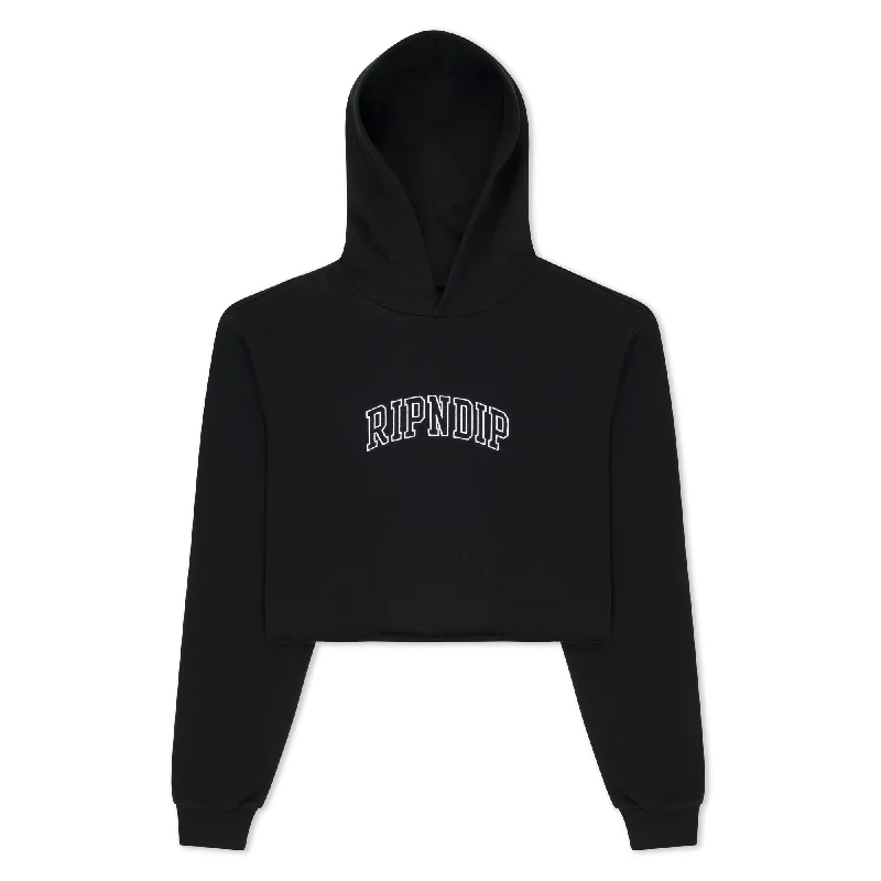 Team Spirit Cropped Hoodie (Black) Classic Women's Pin - striped