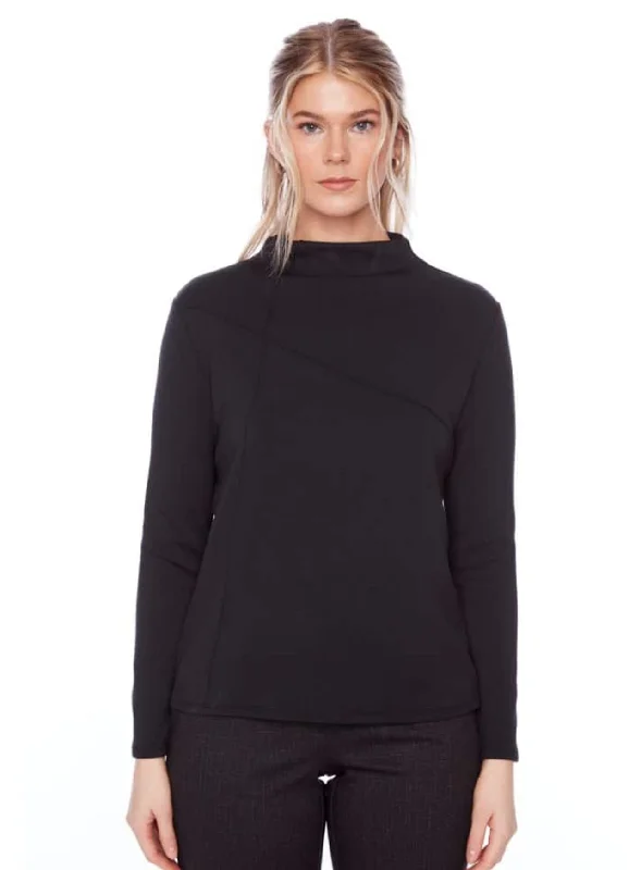 UP HIGH NECK TOP WITH PIN TUCK Preppy Women's College