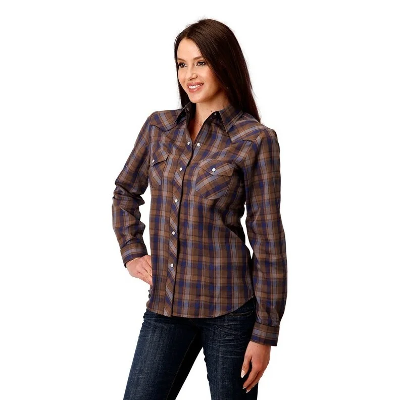 Roper Western Shirt Womens L/S Plaid Blue 01-050-0086-6044 BU Dynamic Women's High - energy