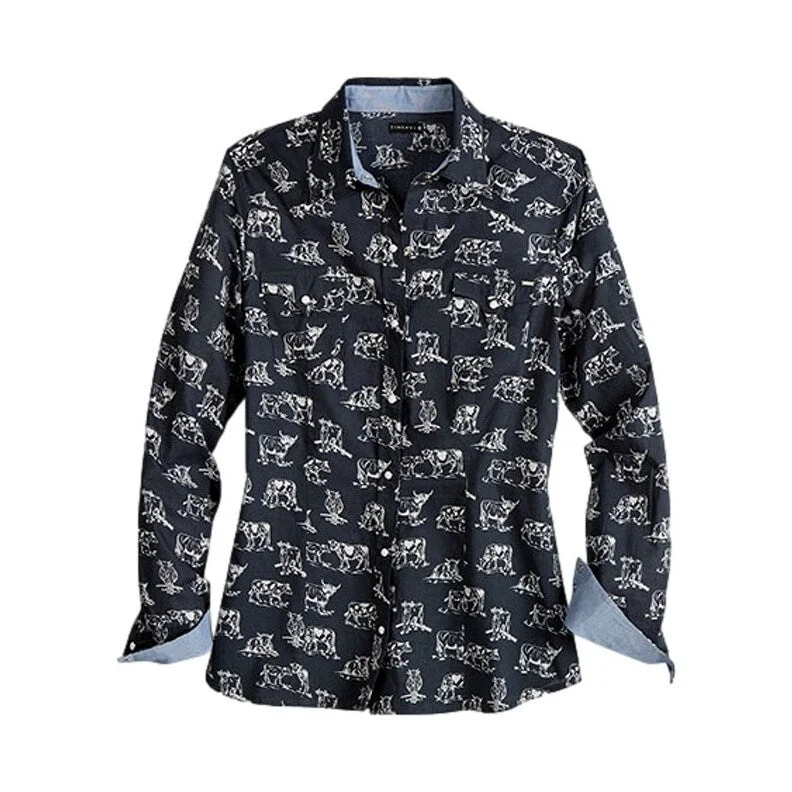Tin Haul Western Shirt Womens Cow L/S Snap Black 10-050-0064-0610 BL Laid - back Women's Vibe