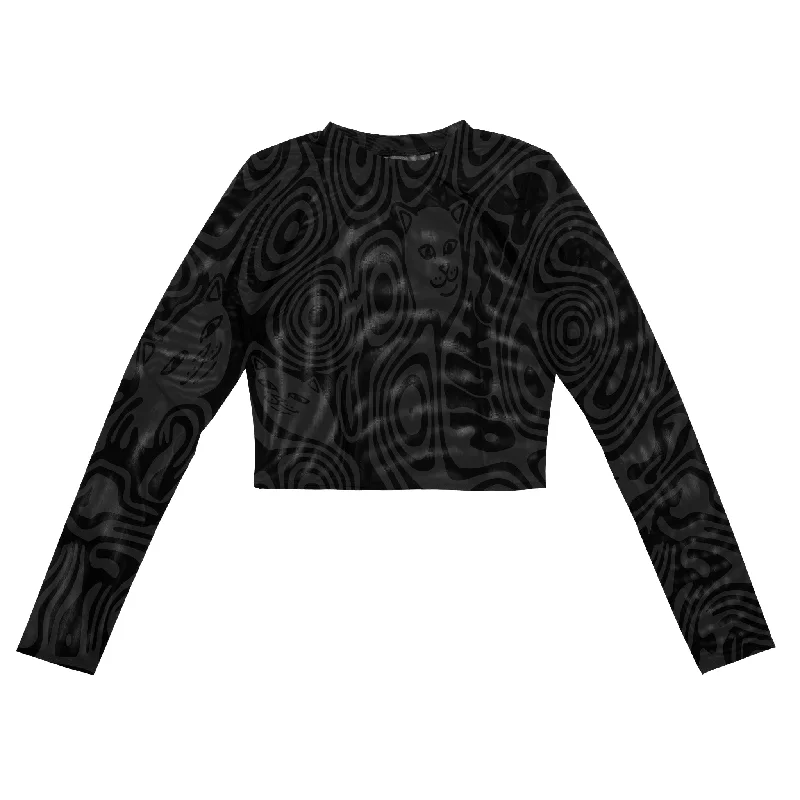 Hypnotic Crop Mesh Long Sleeve (Black) Sharp Women's Italian