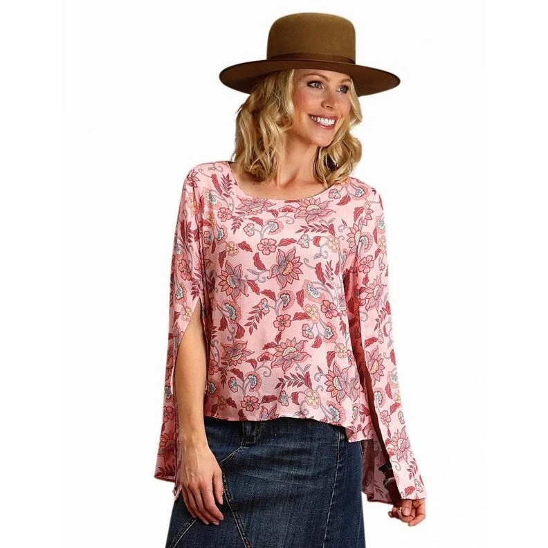 Stetson Western Shirt Womens L/S Flower Boat Pink 11-050-0590-2030 PI Elegant Women's 