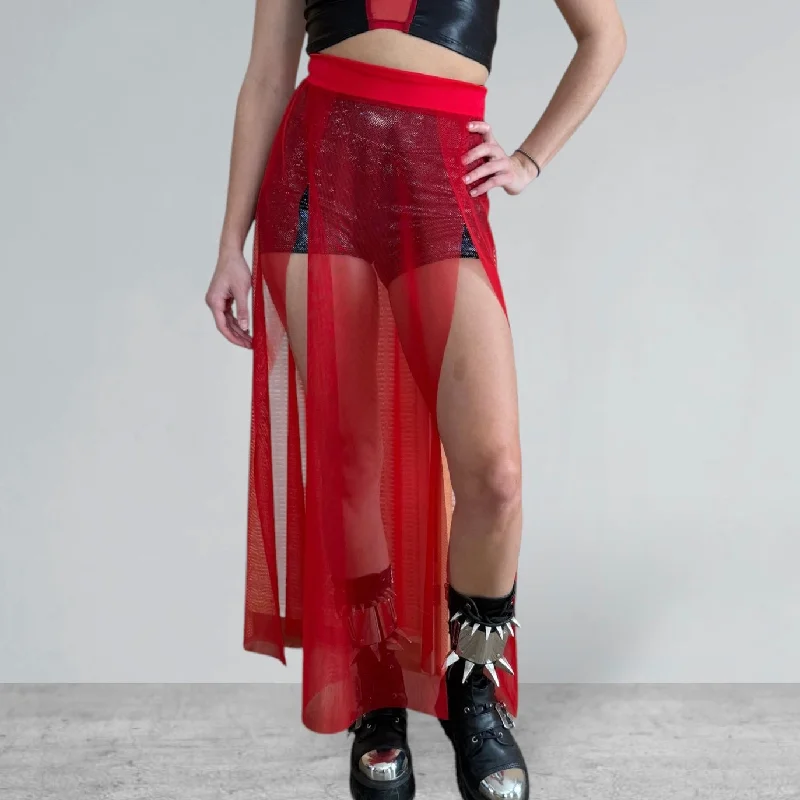 Mesh Maxi Duster Skirt Skirt - Long Double Side Slit Skirt - Sheer Festival Skirt - Many Colors Adventure